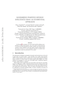 Maximizing positive opinion influence using an evidential approach