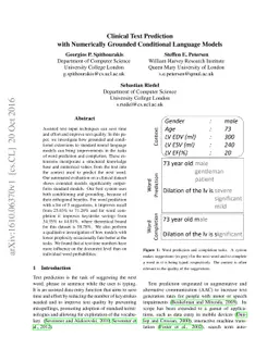 Clinical Text Prediction with Numerically Grounded Conditional Language
  Models