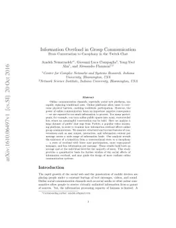 Information Overload in Group Communication: From Conversation to
  Cacophony in the Twitch Chat