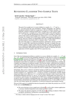 Revisiting Classifier Two-Sample Tests