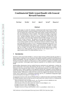 Combinatorial Multi-Armed Bandit with General Reward Functions