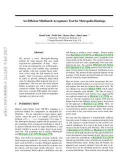 An Efficient Minibatch Acceptance Test for Metropolis-Hastings