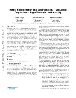 Inertial Regularization and Selection (IRS): Sequential Regression in
  High-Dimension and Sparsity