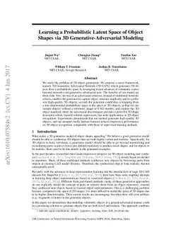 Learning a Probabilistic Latent Space of Object Shapes via 3D
  Generative-Adversarial Modeling