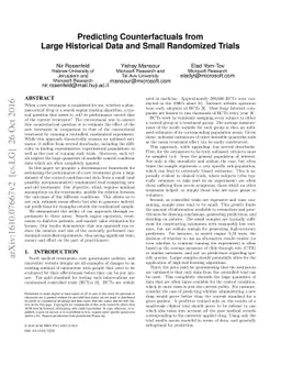 Predicting Counterfactuals from Large Historical Data and Small
  Randomized Trials