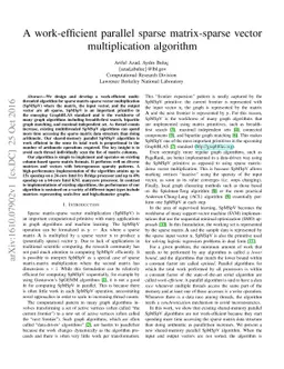 A work-efficient parallel sparse matrix-sparse vector multiplication
  algorithm