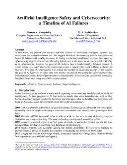 Artificial Intelligence Safety and Cybersecurity: a Timeline of AI
  Failures