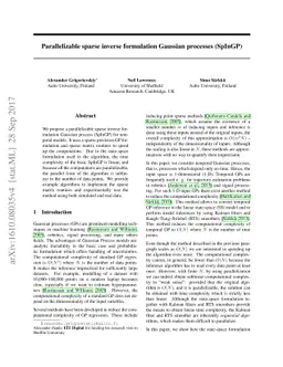 Parallelizable sparse inverse formulation Gaussian processes (SpInGP)