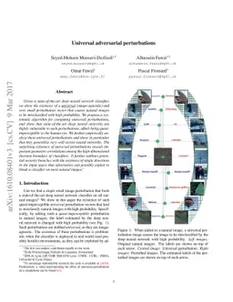 Universal adversarial perturbations