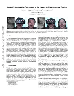 Mask-off: Synthesizing Face Images in the Presence of Head-mounted
  Displays