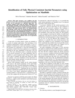 Identification of Fully Physical Consistent Inertial Parameters using
  Optimization on Manifolds