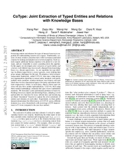 CoType: Joint Extraction of Typed Entities and Relations with Knowledge
  Bases