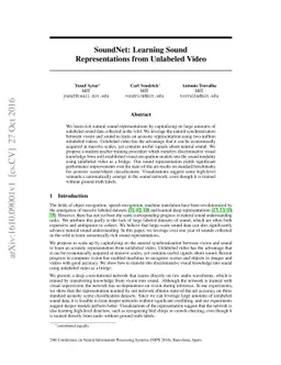 SoundNet: Learning Sound Representations from Unlabeled Video