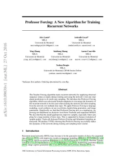 Professor Forcing: A New Algorithm for Training Recurrent Networks
