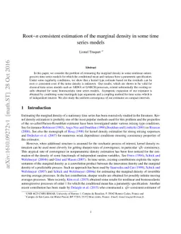 Root-n consistent estimation of the marginal density in some time series
  models