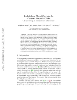 Probabilistic Model Checking for Complex Cognitive Tasks -- A case study
  in human-robot interaction