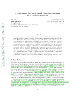 Asynchronous Stochastic Block Coordinate Descent with Variance Reduction