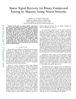 Sparse Signal Recovery for Binary Compressed Sensing by Majority Voting
  Neural Networks