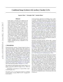 Conditional Image Synthesis With Auxiliary Classifier GANs