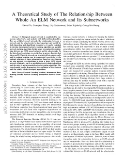 A Theoretical Study of The Relationship Between Whole An ELM Network and
  Its Subnetworks