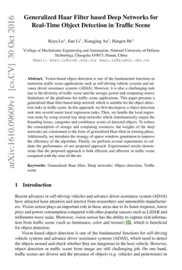 Generalized Haar Filter based Deep Networks for Real-Time Object
  Detection in Traffic Scene