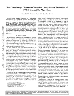 Real-Time Image Distortion Correction: Analysis and Evaluation of
  FPGA-Compatible Algorithms