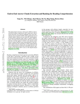 End-to-End Answer Chunk Extraction and Ranking for Reading Comprehension