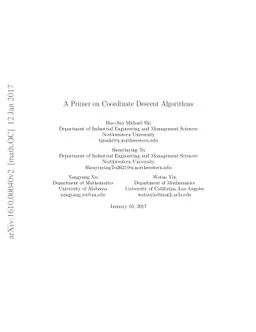 A Primer on Coordinate Descent Algorithms