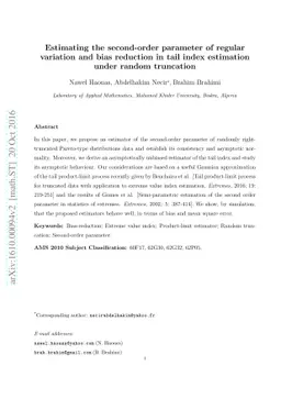 Estimating the second-order parameter of regular variation and bias
  reduction in tail index estimation under random truncation