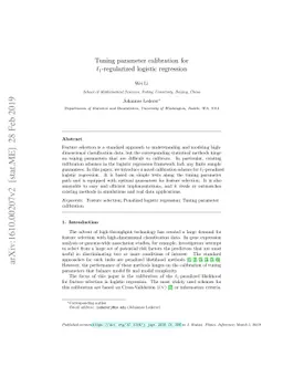 Tuning parameter calibration for $\ell_1$-regularized logistic
  regression