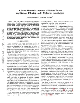 A Game-Theoretic Approach to Robust Fusion and Kalman Filtering Under
  Unknown Correlations