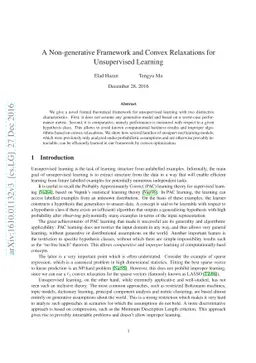 A Non-generative Framework and Convex Relaxations for Unsupervised
  Learning