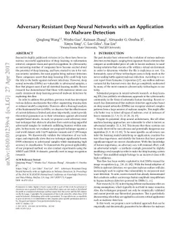 Adversary Resistant Deep Neural Networks with an Application to Malware
  Detection