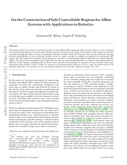 On the Construction of Safe Controllable Regions for Affine Systems with
  Applications to Robotics