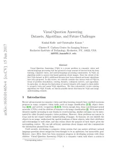 Visual Question Answering: Datasets, Algorithms, and Future Challenges