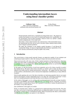 Understanding intermediate layers using linear classifier probes