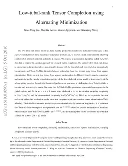 Low-tubal-rank Tensor Completion using Alternating Minimization