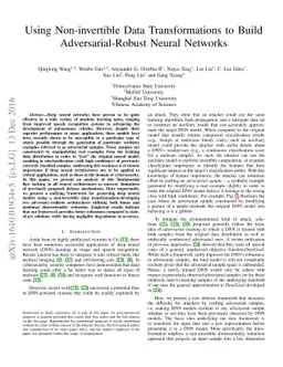 Using Non-invertible Data Transformations to Build Adversarial-Robust
  Neural Networks
