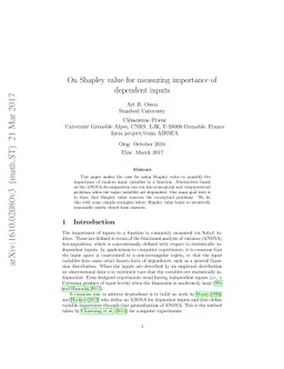 On Shapley value for measuring importance of dependent inputs