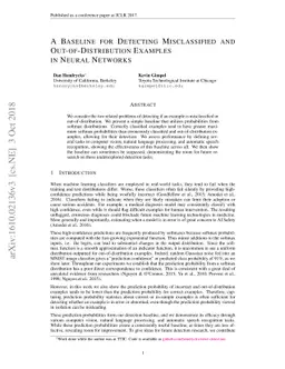 A Baseline for Detecting Misclassified and Out-of-Distribution Examples
  in Neural Networks
