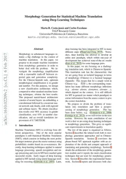 Morphology Generation for Statistical Machine Translation using Deep
  Learning Techniques