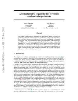 A nonparametric sequential test for online randomized experiments