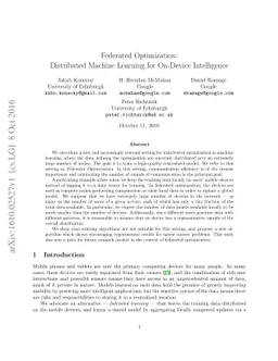 Federated Optimization: Distributed Machine Learning for On-Device
  Intelligence
