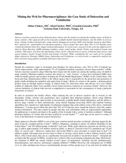 Mining the Web for Pharmacovigilance: the Case Study of Duloxetine and
  Venlafaxine