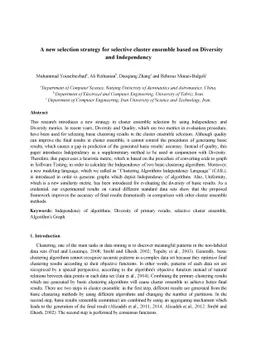 A new selection strategy for selective cluster ensemble based on
  Diversity and Independency
