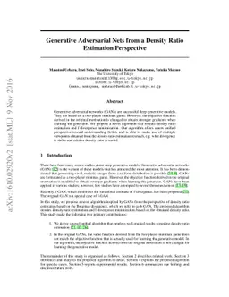 Generative Adversarial Nets from a Density Ratio Estimation Perspective