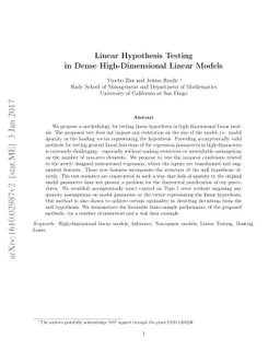 Linear Hypothesis Testing in Dense High-Dimensional Linear Models