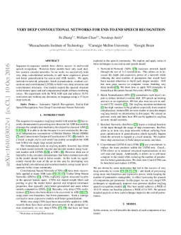 Very Deep Convolutional Networks for End-to-End Speech Recognition