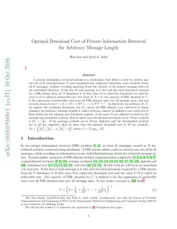 Optimal Download Cost of Private Information Retrieval for Arbitrary
  Message Length