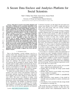 A Secure Data Enclave and Analytics Platform for Social Scientists